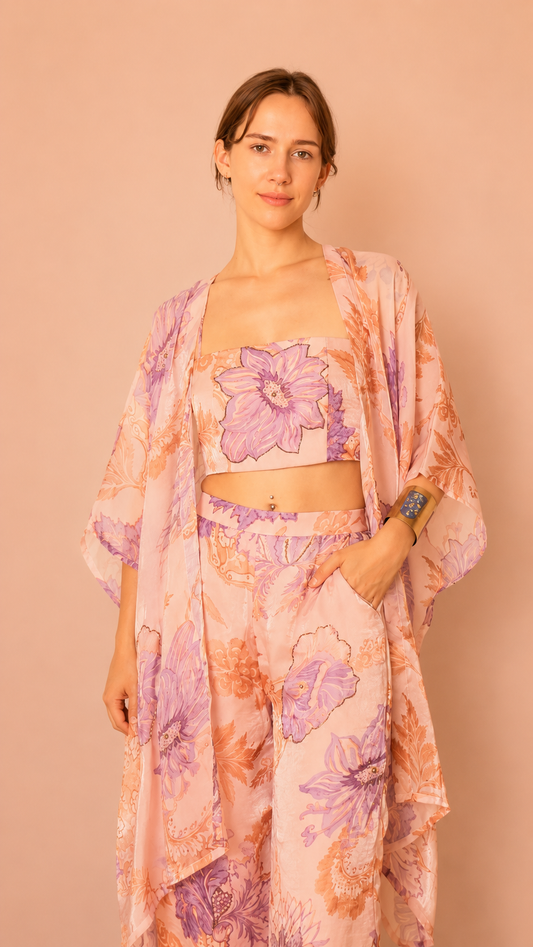 Aveline Kimono Cape — Lavender Bloom