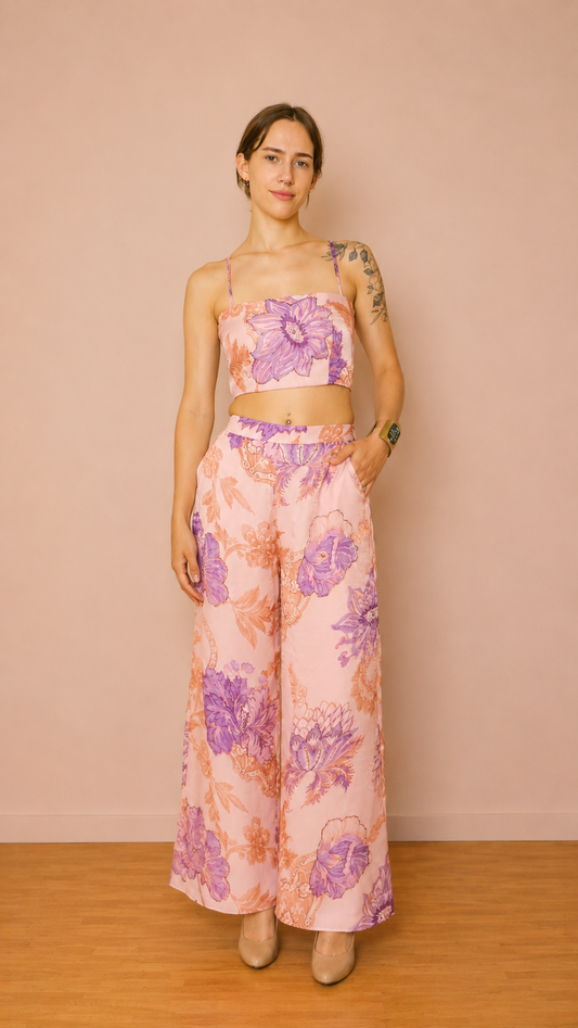 Marais Wide-Leg Trousers — Lavender Bloom