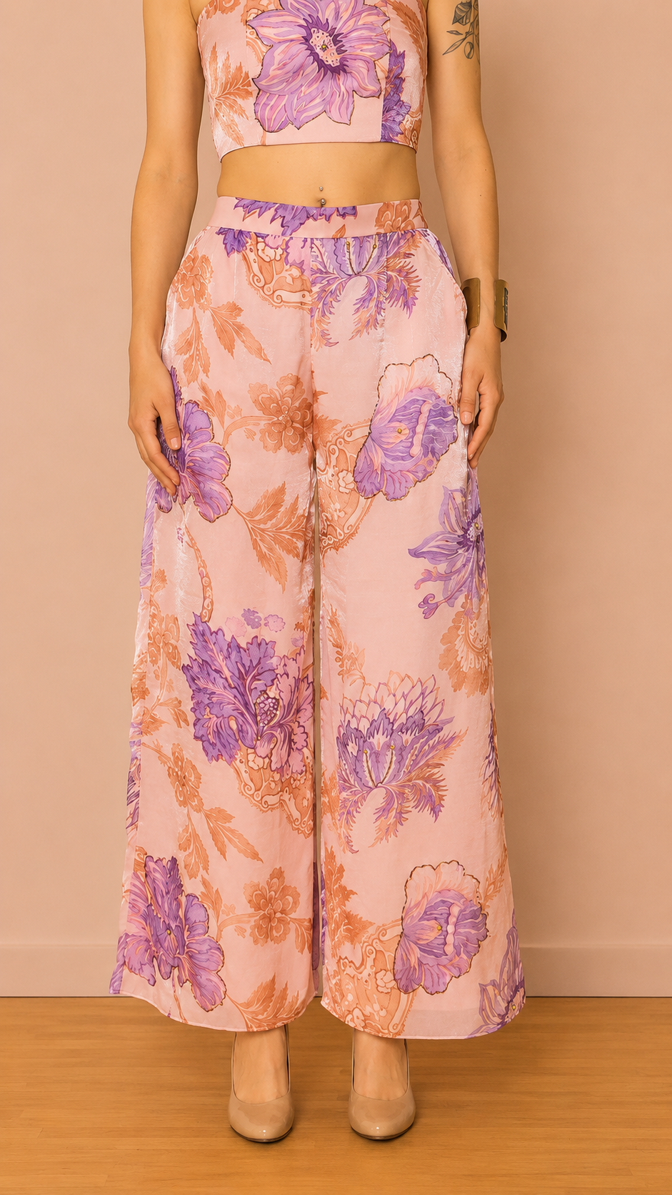 Marais Wide-Leg Trousers — Lavender Bloom