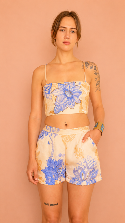 Liora Tailored Shorts — Porcelain Blue