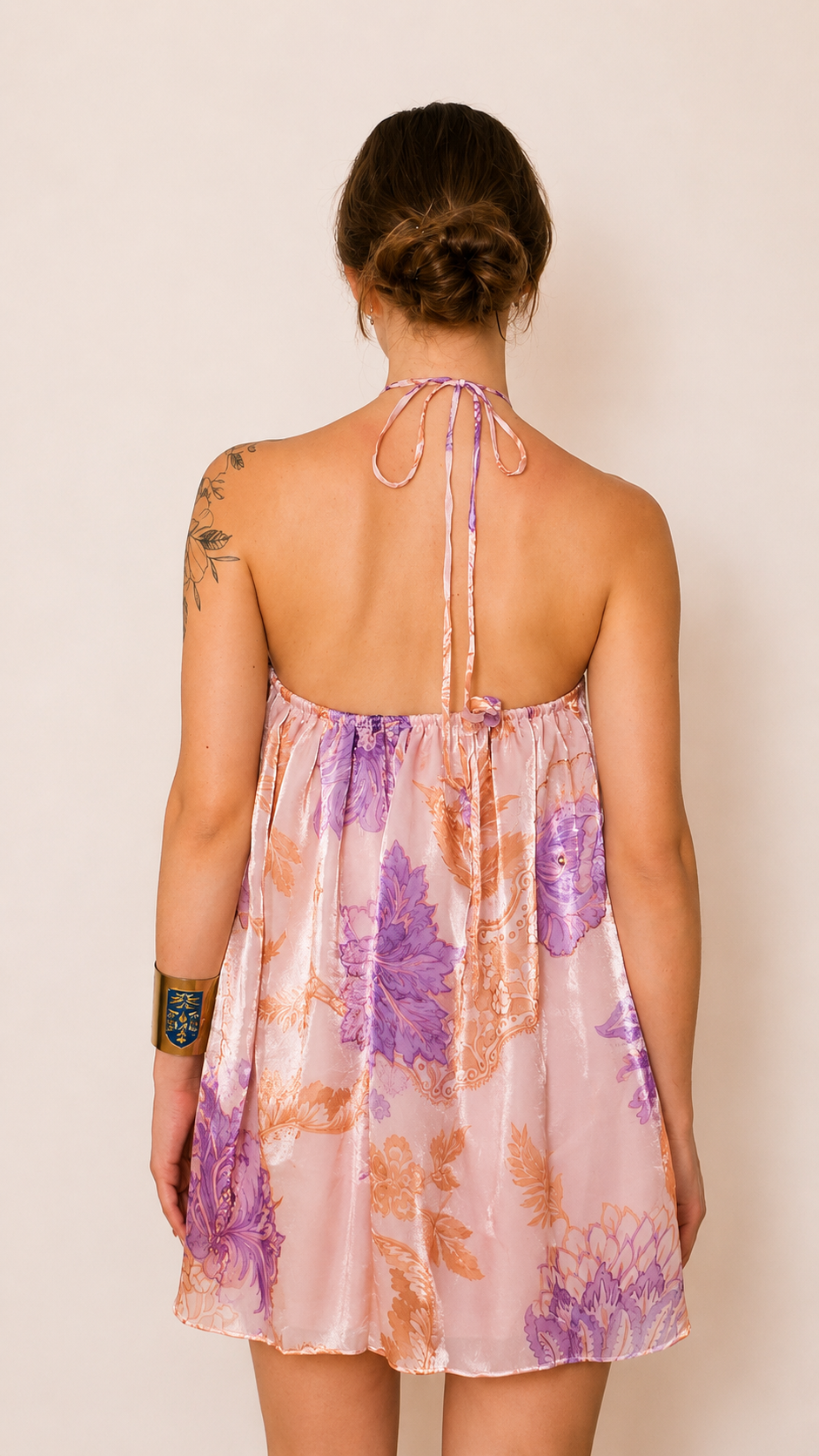 Camélia Halter Mini Dress — Lavender Bloom