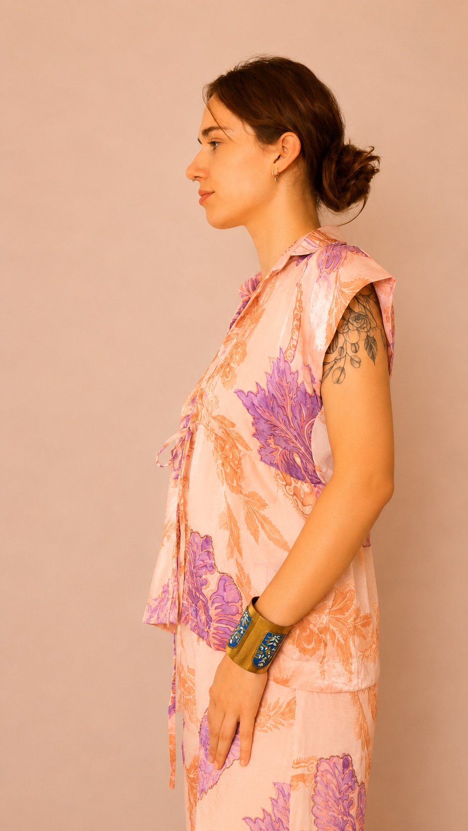 Maëlle Drawstring Blouse — Lavender Bloom