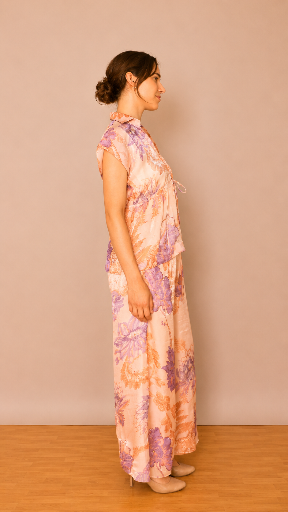 Maëlle Drawstring Blouse — Lavender Bloom